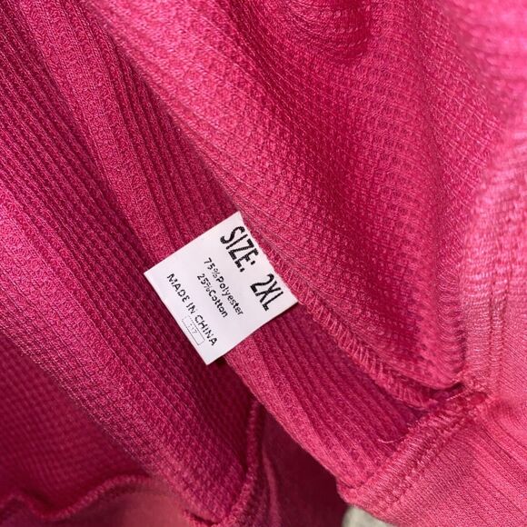 pink oversize Thermal open Crochet Arms Sweater gypsy hippie 2XL NWOT boho - Picture 4 of 6